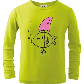 Chlapecké tričko Drsná ryba - Triko dětské Long Sleeve - 134 cm/8 let ( Limetková )