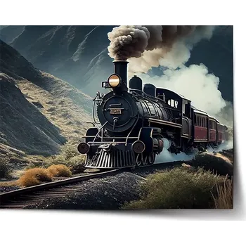Plakát Sablio Plakát Parní lokomotiva v horách - 60x40 cm