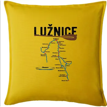 Polštář Mapa řeky Lužnice - Polštář 50x50 - 50x50 - Pouze potah ( Žlutá )