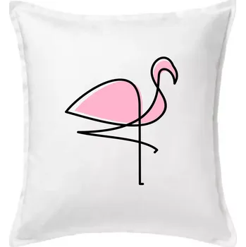 Polštář Plameňák na hubené noze - Polštář 50x50 - 50x50 - Včetně výplně ( Bílá )