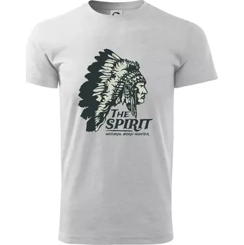 Pánské tričko Indián hlava - Triko extra velké (5-8XL) - 6XL ( Světlešedý Melír )