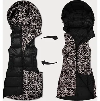 Dámská vesta Dámská béžová vesta- oboustranná s kapucí a panterím vzorem, odstíny béžové XXL (44) i392_25481-48