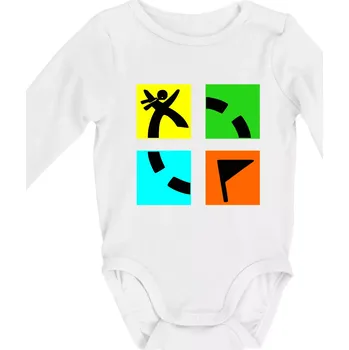 Geocaching logo barevné - Body kojenecké s dlouhým rukávem - Dlouhý r. do 3 měs ( Bílá )