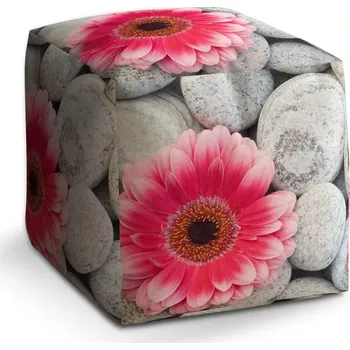 Taburet Sablio Taburet Cube Gerbera na kamenech: 40x40x40 cm