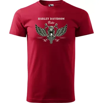Pánské tričko Sablio Tričko s potiskem Harley-Davidson S křídly - červené 5XL