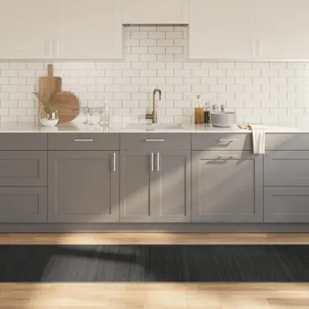 Koupelnová předložka zahrada-XL Koberec obdélníkový šedý 70 x 500 cm bambus 376892