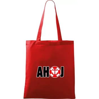 Nákupní taška Pozdrav vodáka ahoj - Taška bavlněná - 42 x 38 cm ( Červená )