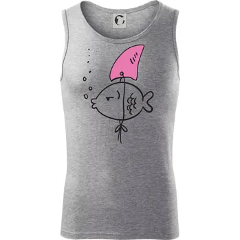 Drsná ryba - Tílko pánské Core - M ( Tmavě šedý melír )