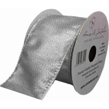 Stuha Stuha organzová s drátkem stříbrná vánoční 9.1 m