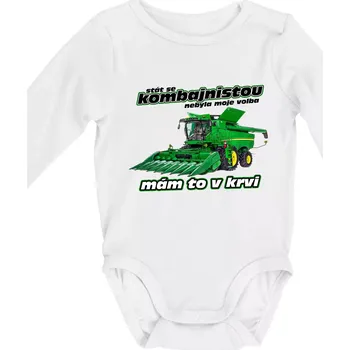 Kojenecký body Stát se kombajnistou nebyla moje volba - Body kojenecké s dlouhým rukávem - Dlouhý r. do 3 měs ( Bílá )