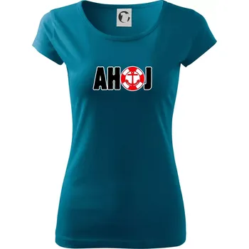 Dámské tričko Pozdrav vodáka ahoj - Dámské triko Pure - M ( Petrolejová )