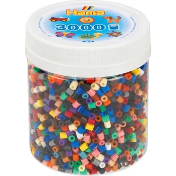 Dětské navlékací korálky HAMA Korálky barevné zažehlovací XL set 3000ks v plastové doze