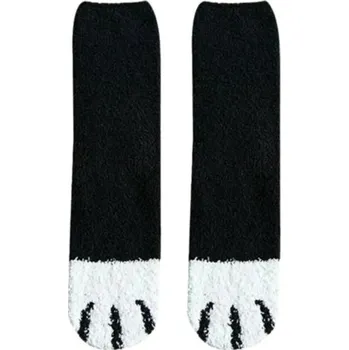 Dámské ponožky Dámské zimní teplé nadýchané jednobarevné ponožky EU 36-42 velikost měkké hřejivé bavlna polyester motiv kočičí tlapky pohodlné domácí ponožky jeden pár černá