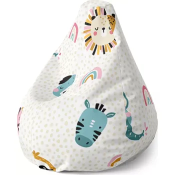 Sedací pytel Sablio Sedací vak Pear Hroch, zebra a slunce - 140 x 100 x 25 cm