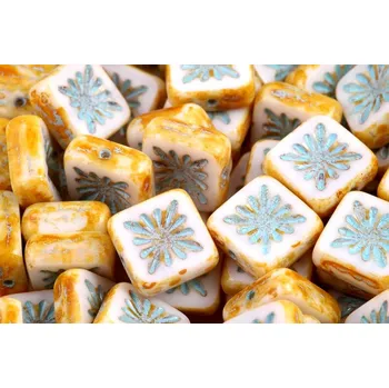 Korálek Ploškované čtverečky kiwi 10 mm č. 53