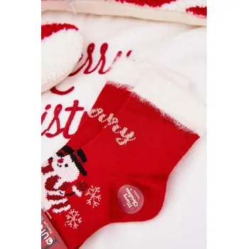 Dívčí oblečení Dětské vánoční ponožky s kožešinou a sněhulákem Aura.via bílá | červená 3484825