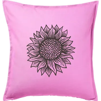 Polštář Slunečnice kreslená černobílá - Polštář 50x50 - 50x50 - Pouze potah ( Růžová )