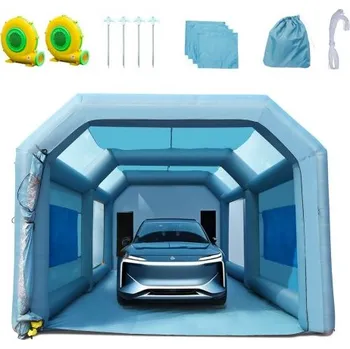Stan VEVOR Nafukovací stříkací kabina , stan na lakování automobilů, 792 cm x 457 cm x 335 cm, filtrační systém, 2 dmychadla