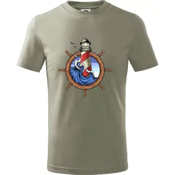 Námořnický maják - Tričko dětské bavlněné - 98 cm / 2 roky ( Light khaki )