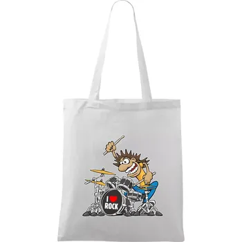 I love rock bubeník - Taška bavlněná - 42 x 38 cm ( Bílá )