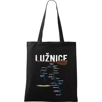 Mapa řeky Lužnice - Taška bavlněná - 42 x 38 cm ( Černá )