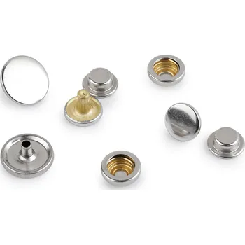 Oboustranné kovové druky Ø15 mm na silné látky nerezové, barva 1 nikl