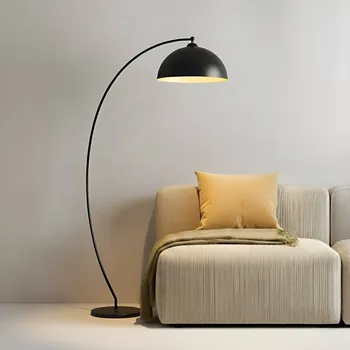Lampička Oblouková lampa Lindby Jonera, černá, kov, E27, výška 185 cm - Ø stínidla 45 cm; Ø podstavce 35 cm; délka kabelu 241,5 cm černá, zlatá 1 x 15 W - Doprava zdarma