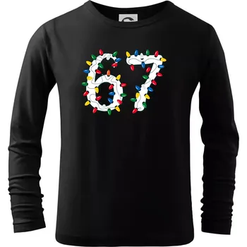 Chlapecké tričko 67 vánoční osvětlení - Triko dětské Long Sleeve - 122 cm/6 let ( Černá )
