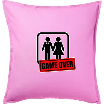 Polštář Bachelor Party - Game over (hetero) - Polštář 50x50 - 50x50 - Pouze potah ( Růžová )