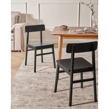 Jídelní židle Sada 2 jídelních židlí černý rám kaučokové dřevo jídelní nábytek kuchyně tradiční styl Beliani