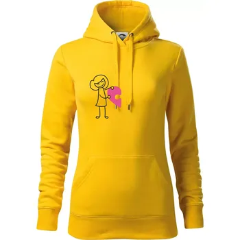 Dámská mikina Párová trička puzzle postavička - Mikina dámská Cape s kapucí - S ( Žlutá )