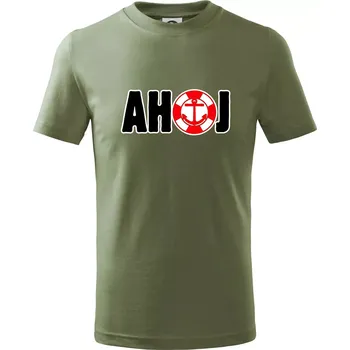 Pozdrav vodáka ahoj - Tričko dětské bavlněné - 104-110cm / 3-4 roky ( Khaki )