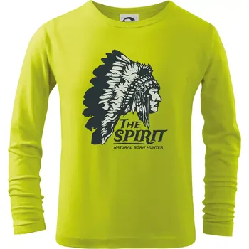 Chlapecké tričko Indián hlava - Triko dětské Long Sleeve - 158 cm/12 let ( Limetková )