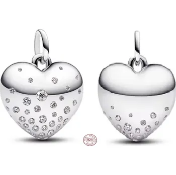 Přívěsek Charm Sterlingové stříbro 925 Srdce poseté zirkony, symbol lásky a elegance, přívěsek na náramek láska