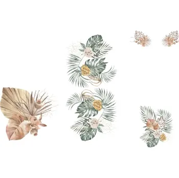 Panel na fusak z nepromokavého polyesteru 150x105 Oasis - zlatě zelené listy na bílé