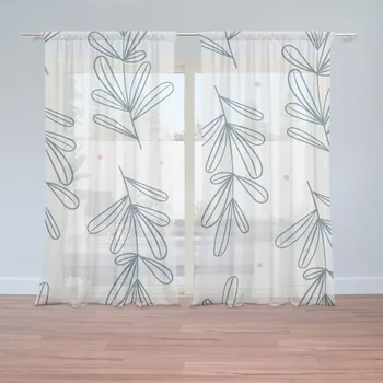 Záclona Sablio Záclony Modré lístky: 2ks 150x250cm