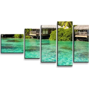 Obraz Sablio Obraz - 5-dílný Chatky na moři - 100x60 cm