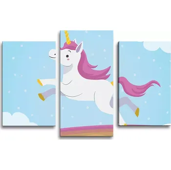 Obraz Sablio Obraz - 3-dílný Jednorožec - 75x50 cm