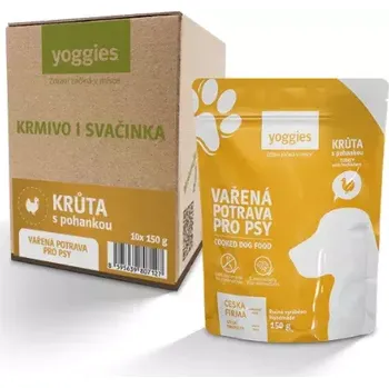 Krmivo pro psa Yoggies Vařená potrava pro psy – krůtí maso s pohankou 10x 150g