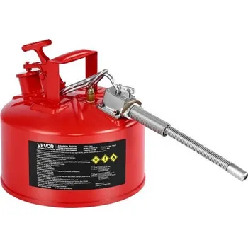 Kanystr Bezpečnostní kanystr na benzín VEVOR, červený bezpečnostní kanystr typu II o objemu 9,5 l s nerezovou pojistkou proti plameni, samouzavíracím víkem a flexibilním kovovým hrdlem, úložný prostor z uhlíkové oceli pro hořlavé látky s ergonomickou…
