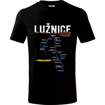 Chlapecké tričko Mapa řeky Lužnice - Tričko dětské bavlněné - 98 cm / 2 roky ( Černá )