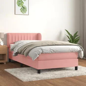 Ložnice vidaXL Box spring postel s matrací 80 x 200 cm samet [3127577] Barva: Růžová