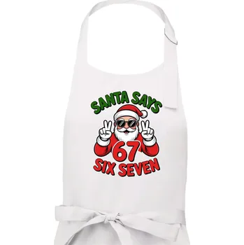 Kuchyňská zástěra Santa says 67 - Pánská zástěra na vaření - Univerzální velikost ( Bílá )
