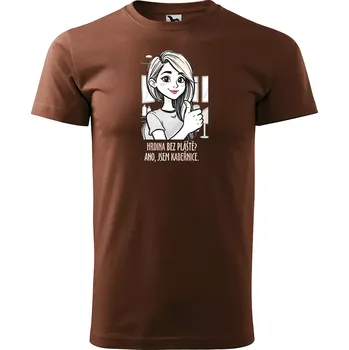 Pánské tričko Sablio Tričko s potiskem pro kadeřnici Hrdina bez pláště? Ano, jsem kadeřnice - hnědé 4XL