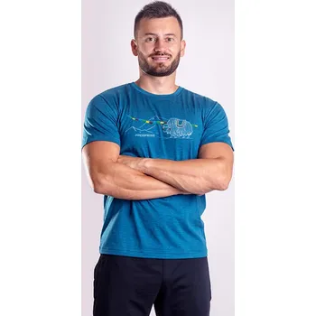 Pánské merino triko PROGRESS Hrutur Yak petrol melír Velikost: XXL