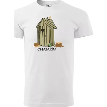 Pánské tričko Sablio Tričko s potiskem Chatařím - kadibudka - bílé S