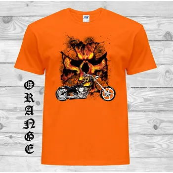 levne-bavlnene-chopper-tricko-potisk-ohnivy kriz Barva: Orange - oranžová, velikost: XXL