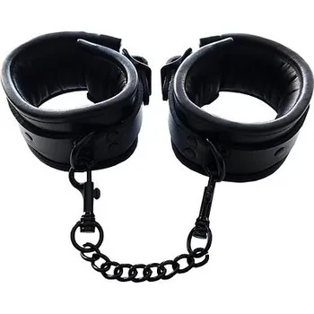 Pouto ROUGE Leather Padded Wrist Cuffs Black with Black Accessories