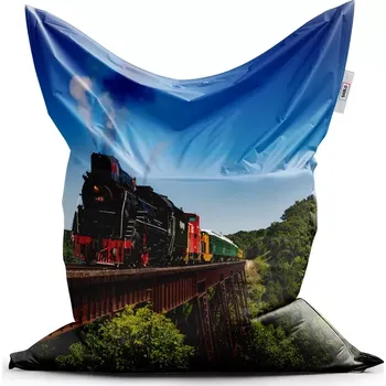 Sedací pytel Sablio Sedací vak Classic Vlak na mostě - 200x140 cm