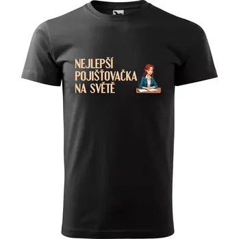 Pánské oblečení Sablio Tričko s potiskem Nejlepší pojišťovačka na světě - černé L